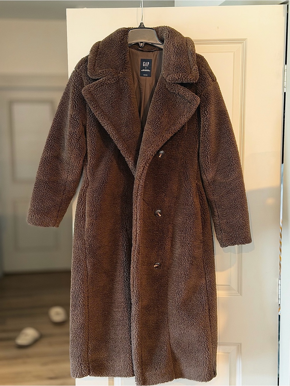 GAP Chocolate Brown Faux-Shearling Long Coat